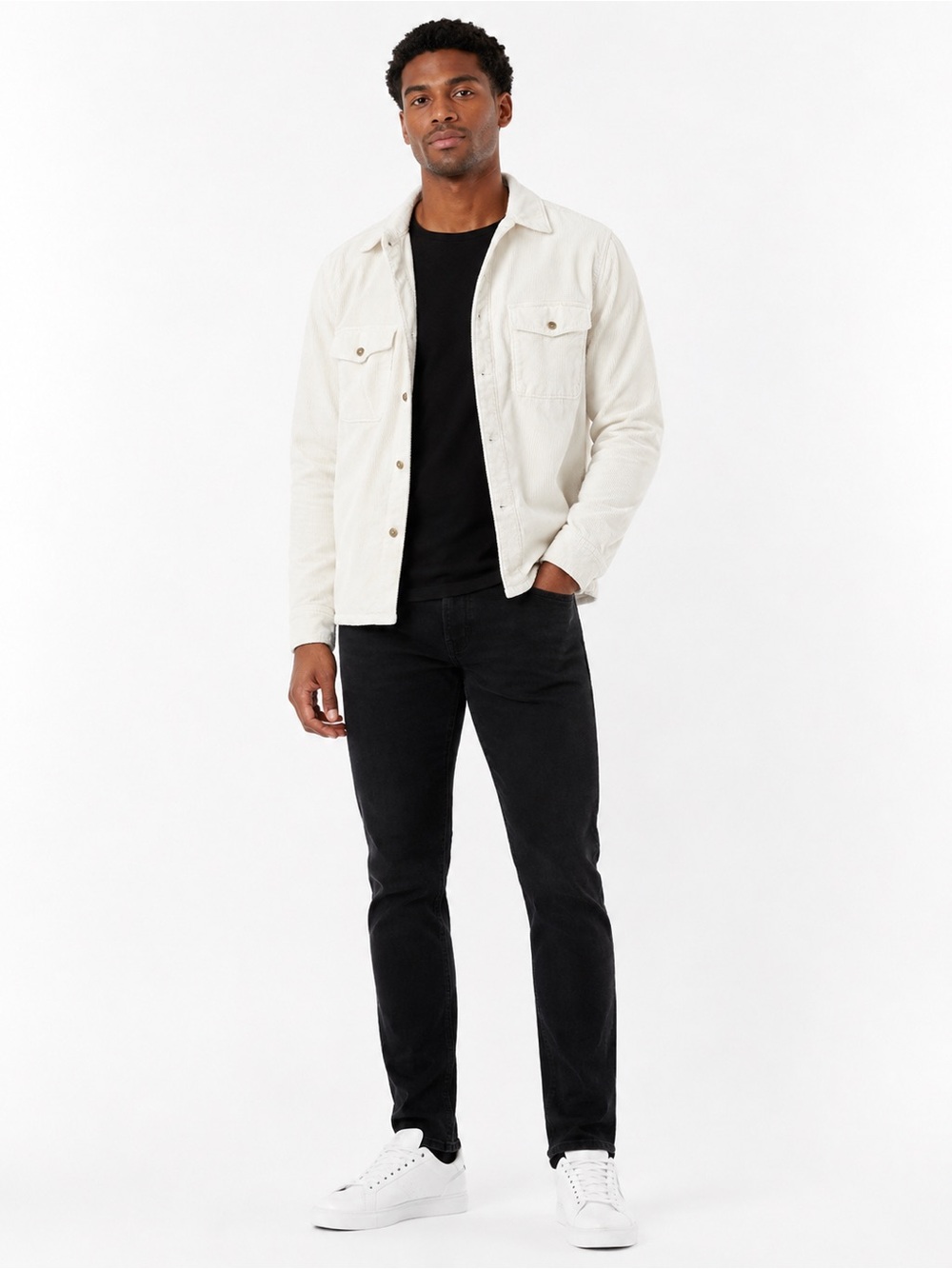 Reiss Ivory Velvet Regular Fit Lightweight Shirt Jacket – Men’s Size Small